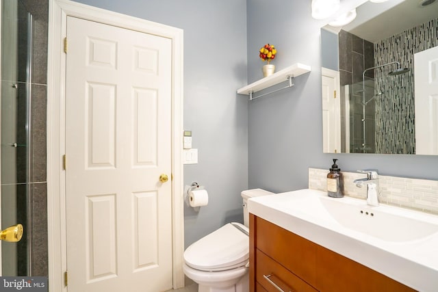 4 Bernadette Cir, Monmouth Junction, NJ 08852 - full bathroom with a tile shower, vanity, tasteful backsplash, and toilet