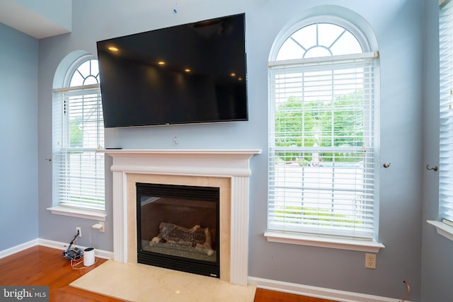 4 Bernadette Cir, Monmouth Junction, NJ 08852 - detailed view of wood finished floors, a premium fireplace, and baseboards
