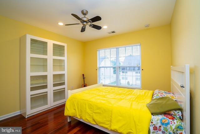 4 Bernadette Cir, Monmouth Junction, NJ 08852 - bedroom with dark wood-style floors, recessed lighting, a ceiling fan, and baseboards