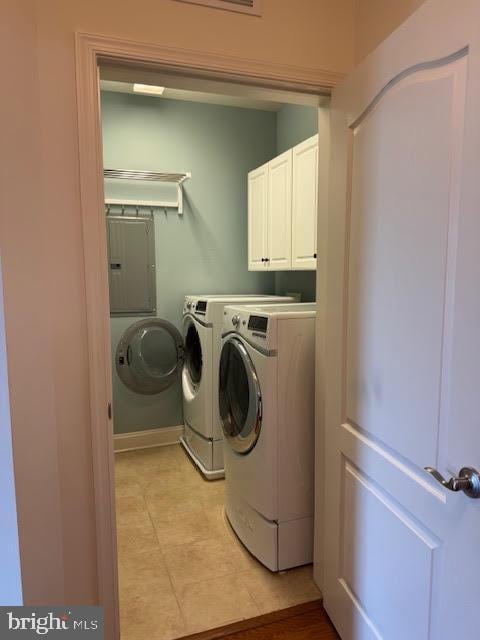 9200 Charleston Dr Unit 207, Manassas, VA 20110 - laundry area featuring cabinet space, independent washer and dryer, and electric panel