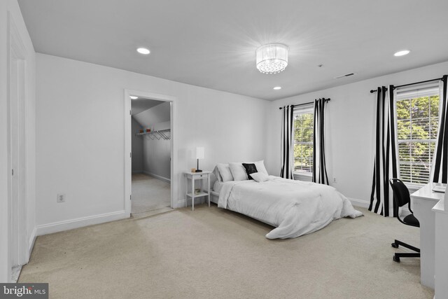17621 Auburn Village Dr, Sandy Spring, MD 20860 - bedroom with carpet, baseboards, recessed lighting, a chandelier, and a walk in closet