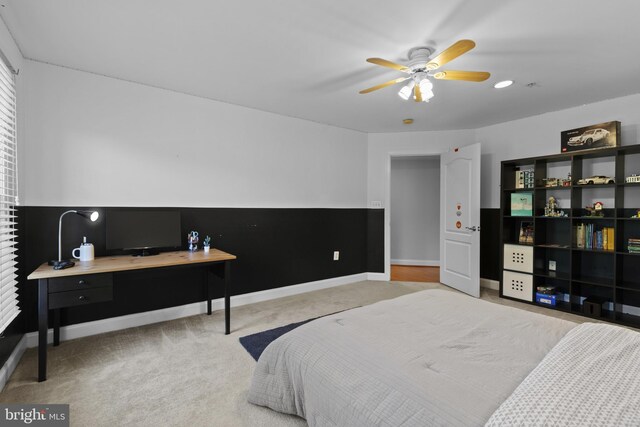 17621 Auburn Village Dr, Sandy Spring, MD 20860 - carpeted bedroom featuring an office area, baseboards, and ceiling fan
