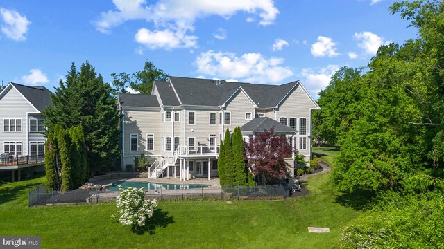 17621 Auburn Village Dr, Sandy Spring, MD 20860 - rear view of house with stairs, a wooden deck, and a patio