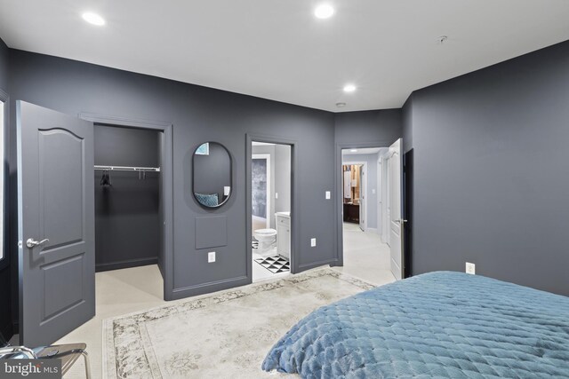 17621 Auburn Village Dr, Sandy Spring, MD 20860 - bedroom with a walk in closet, recessed lighting, ensuite bathroom, baseboards, and a closet