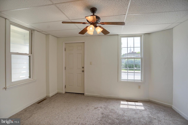 21 E Allen St, Mechanicsburg, PA 17055 - empty room featuring carpet floors, a drop ceiling, ceiling fan, and baseboards