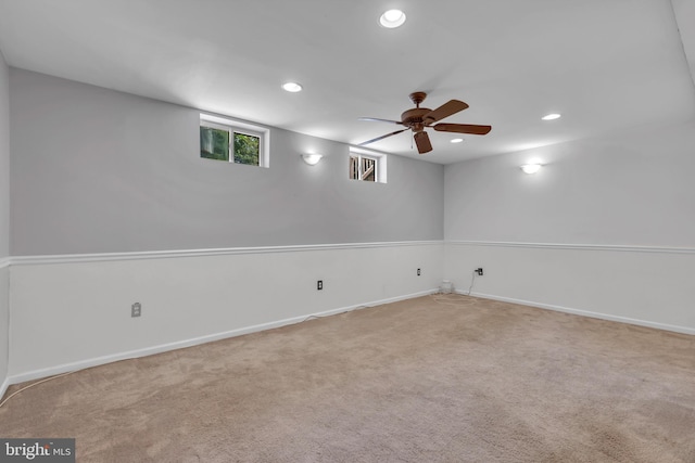 8139 Showcase Ct, Pasadena, MD 21122 - empty room with recessed lighting, carpet flooring, a ceiling fan, and baseboards