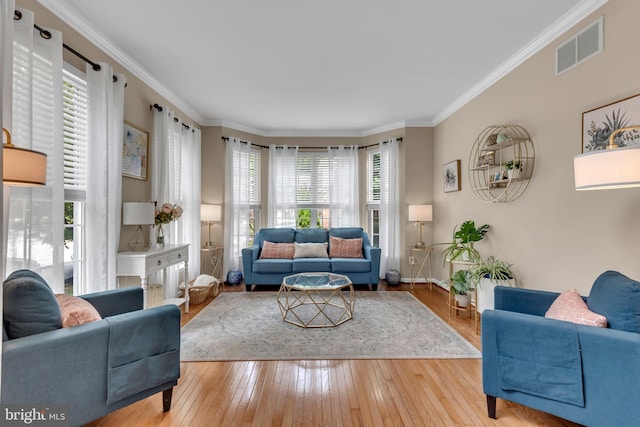 8139 Showcase Ct, Pasadena, MD 21122 - living room with crown molding and hardwood / wood-style floors