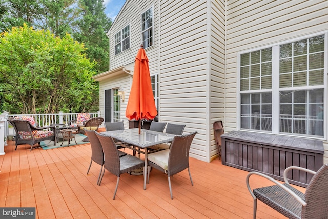 8139 Showcase Ct, Pasadena, MD 21122 - wooden deck featuring outdoor dining space