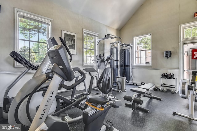 1712 W Abingdon Dr Unit 102, Alexandria, VA 22314 - exercise room featuring lofted ceiling