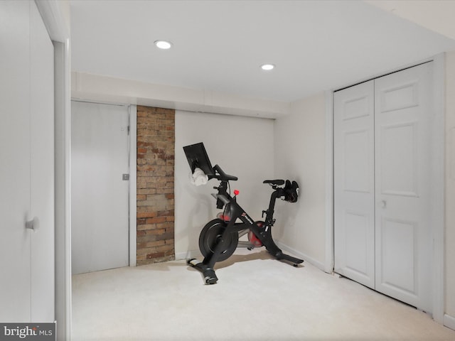 19 E Del Ray Ave E, Alexandria, VA 22301 - workout area with carpet flooring, baseboards, and recessed lighting