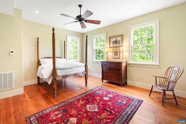 3276 Buckingham Springs Rd, Dillwyn, VA 23936 - bedroom featuring light wood-style floors, baseboards, recessed lighting, and a ceiling fan