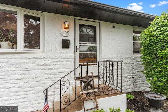 422 Jefferson Ave, Langhorne, PA 19047 - entrance to property featuring stucco siding and stone siding
