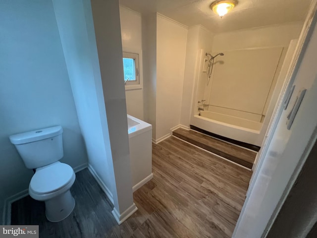 19 S Gold St, Shamokin, PA 17872 - bathroom featuring toilet, wood finished floors, and baseboards