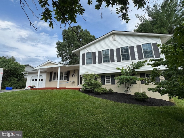 25109 Hickory Ridge Ln, Gaithersburg, MD 20882 - tri-level home with a front lawn and an attached garage