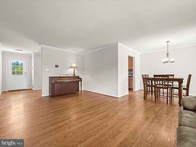 25109 Hickory Ridge Ln, Gaithersburg, MD 20882 - living area with a chandelier, crown molding, and light wood-type flooring