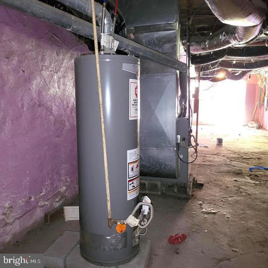 utilities with water heater and heating unit