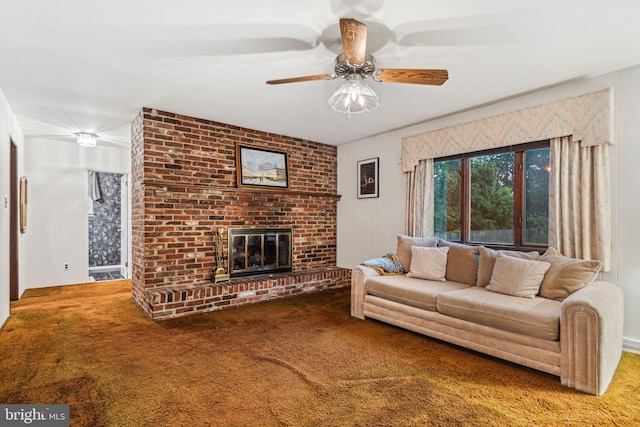 21 Princeton Ave, Gloucester City, NJ 08030 - carpeted living room featuring a fireplace and a ceiling fan
