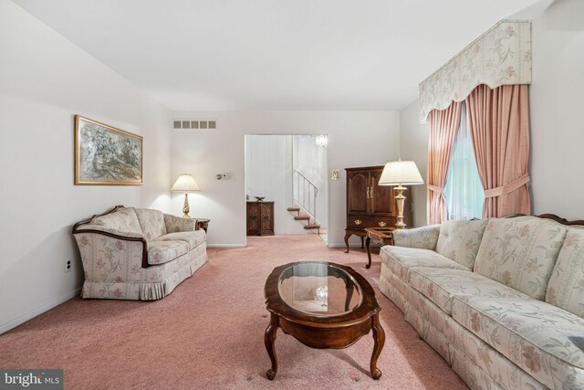 21 Princeton Ave, Gloucester City, NJ 08030 - living room featuring carpet, stairs, and baseboards