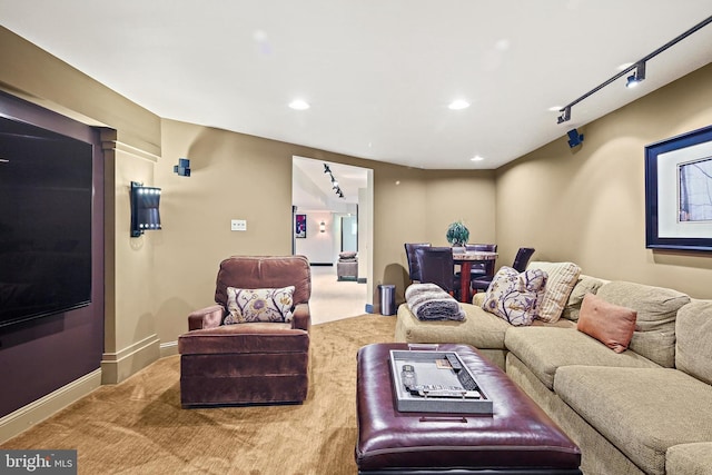 3503 Arborwood Ct, Baltimore, MD 21208 - home theater room with carpet, rail lighting, baseboards, and recessed lighting