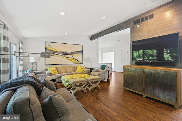 3503 Arborwood Ct, Baltimore, MD 21208 - living area with wood finished floors, recessed lighting, and crown molding