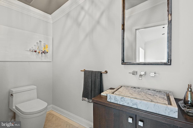 3503 Arborwood Ct, Baltimore, MD 21208 - bathroom with crown molding, toilet, and baseboards