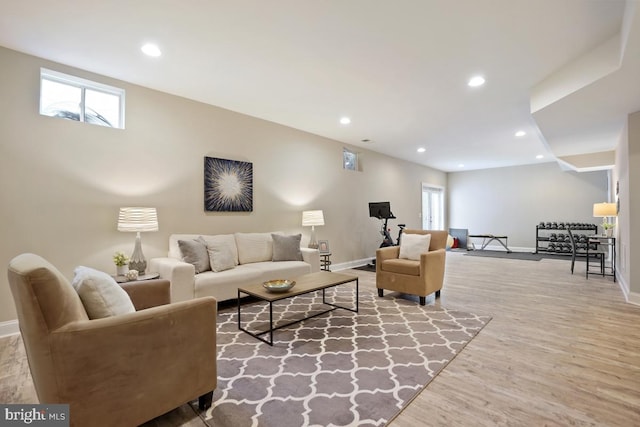42743 Macauley Pl, Ashburn, VA 20148 - living room featuring baseboards, wood finished floors, and recessed lighting