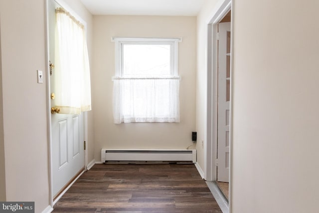 102 S Poplar Ave, Maple Shade, NJ 08052 - hall with a baseboard heating unit and dark wood finished floors