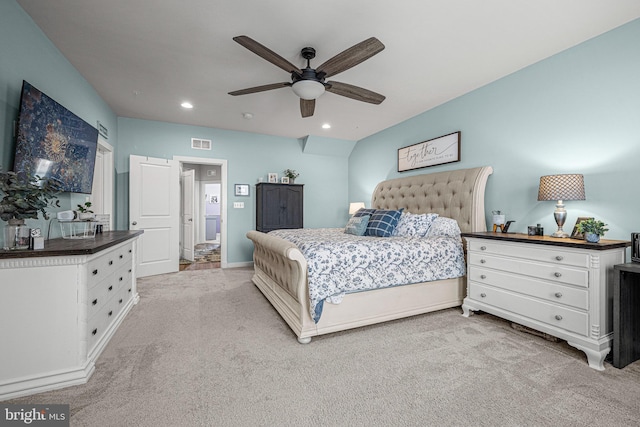 3451 Flatwoods Dr, Frederick, MD 21704 - bedroom featuring light colored carpet, recessed lighting, and a ceiling fan
