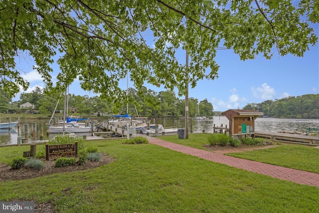 402 Bay View Dr, Edgewater, MD 21037 - view of home's community featuring a yard, a dock, and a water view