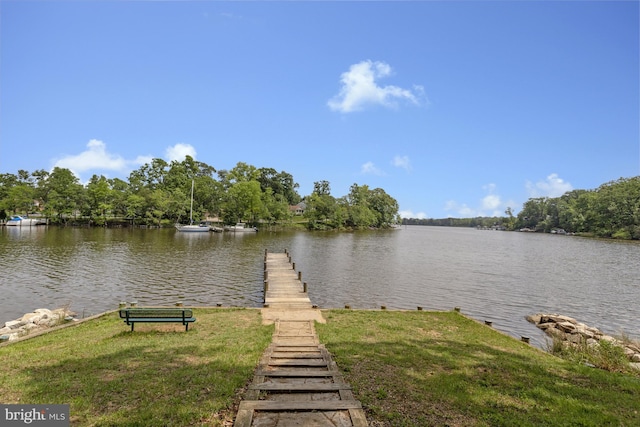 402 Bay View Dr, Edgewater, MD 21037 - dock area with a water view and a lawn