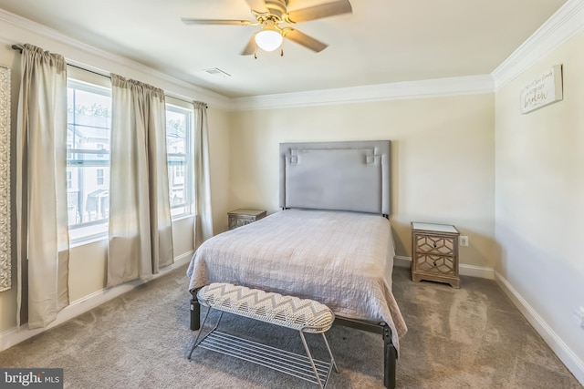 7109 Yamhill Way, Glen Burnie, MD 21060 - carpeted bedroom featuring ornamental molding, baseboards, and a ceiling fan