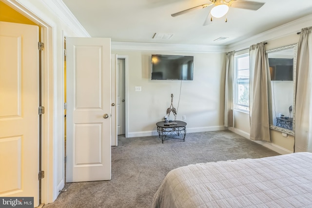 7109 Yamhill Way, Glen Burnie, MD 21060 - carpeted bedroom with crown molding, baseboards, and a ceiling fan