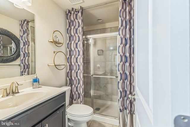 7109 Yamhill Way, Glen Burnie, MD 21060 - bathroom with a stall shower, toilet, vanity, and tile patterned floors