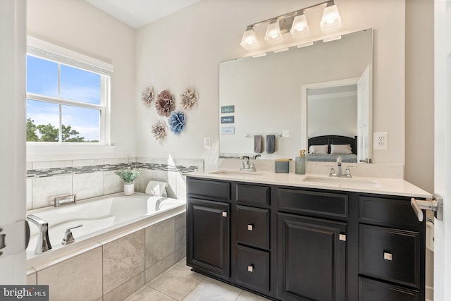 120 Bayhill Ter, Lake Frederick, VA 22630 - bathroom featuring double vanity, a bath, tile patterned floors, and ensuite bathroom