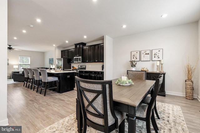 120 Bayhill Ter, Lake Frederick, VA 22630 - dining space featuring light wood finished floors, ceiling fan, recessed lighting, and baseboards