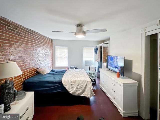 1232 W Pratt St, Baltimore, MD 21223 - bedroom featuring brick wall and ceiling fan