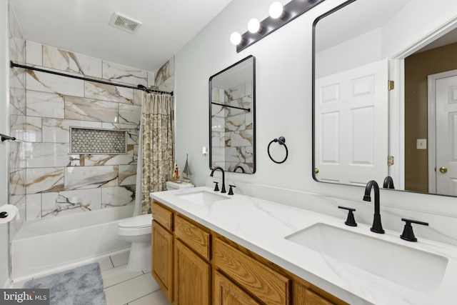 7 Otto Way, Fredericksburg, VA 22406 - full bath featuring shower / tub combo, double vanity, toilet, and tile patterned floors