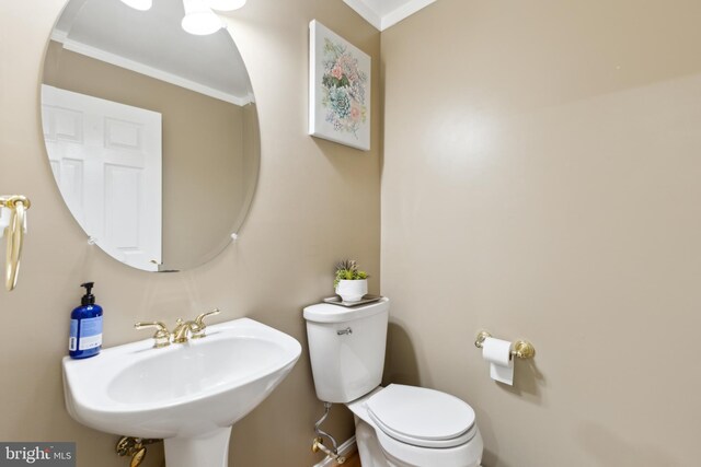 7 Otto Way, Fredericksburg, VA 22406 - half bath featuring toilet, crown molding, and a sink