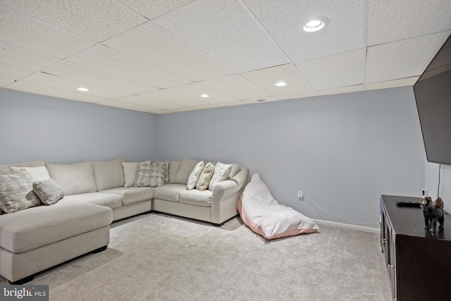 106 Hedgerow Ct, Deptford, NJ 08096 - carpeted living room featuring a drop ceiling, recessed lighting, and baseboards