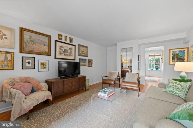 922 Montgomery Ave Unit E2, Bryn Mawr, PA 19010 - living area featuring wood finished floors and baseboards