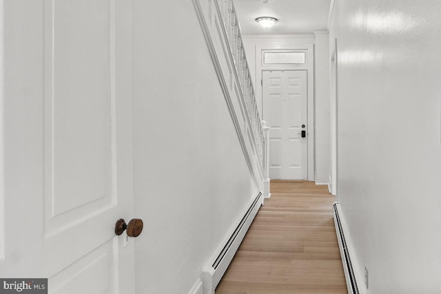 201 E Main St, Fairfield, PA 17320 - hallway with baseboard heating and light wood-style floors