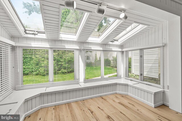 201 E Main St, Fairfield, PA 17320 - unfurnished sunroom featuring a skylight, wood finished floors, and plenty of natural light