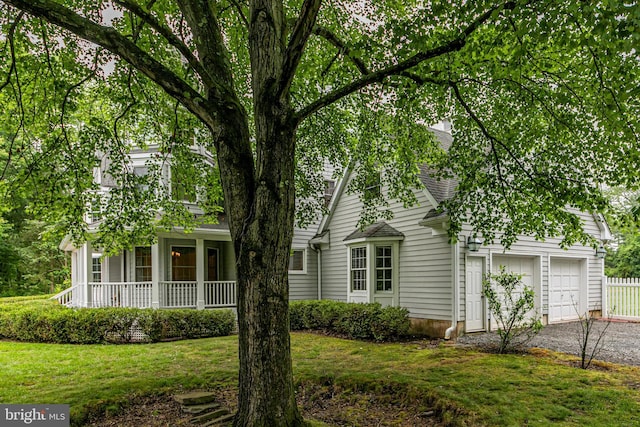 6 Benedek Rd, Princeton, NJ 08540 - view of front of home featuring a porch, a garage, driveway, and a chimney