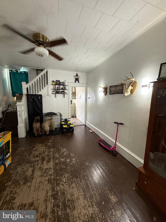 126 Birch St, Shamokin, PA 17872 - living area featuring hardwood / wood-style floors, a ceiling fan, and baseboards