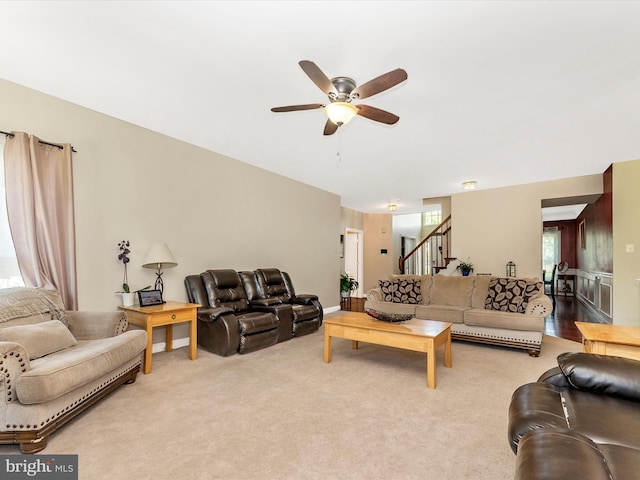 106 Bedrock Dr, Walkersville, MD 21793 - living room featuring stairs and ceiling fan