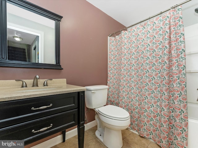 106 Bedrock Dr, Walkersville, MD 21793 - full bath featuring toilet, vanity, curtained shower, and tile patterned flooring