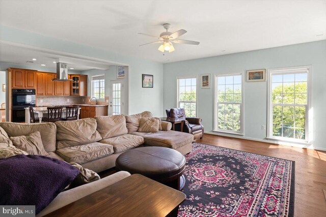 313 Indianhead Ct, Woodstock, VA 22664 - living area featuring ceiling fan, wood finished floors, and recessed lighting