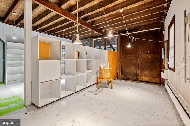 horse barn with a baseboard radiator