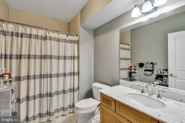 5526 Macarthur Blvd NW, Washington, DC 20016 - full bathroom featuring toilet, vanity, curtained shower, and tile patterned floors