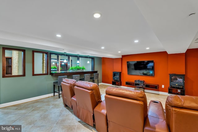 5526 Macarthur Blvd NW, Washington, DC 20016 - cinema room with baseboards, recessed lighting, and light tile patterned floors